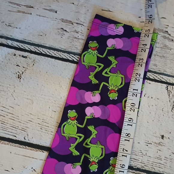 Lularoe Purple Green Kermit The Frog Leggings OS - Picture 6 of 7